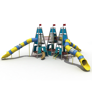 로켓 타워가있는 삼각형 로프 키즈 타워 놀이터