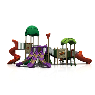 모험 숲 언덕 어린이 공원 야외 나무 위의 놀이터 슬라이드